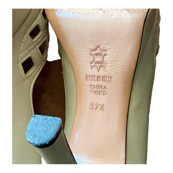 Emma Hope’s Off White Leather Open Toed Heels Sz 37.5 - Picture 10 of 11